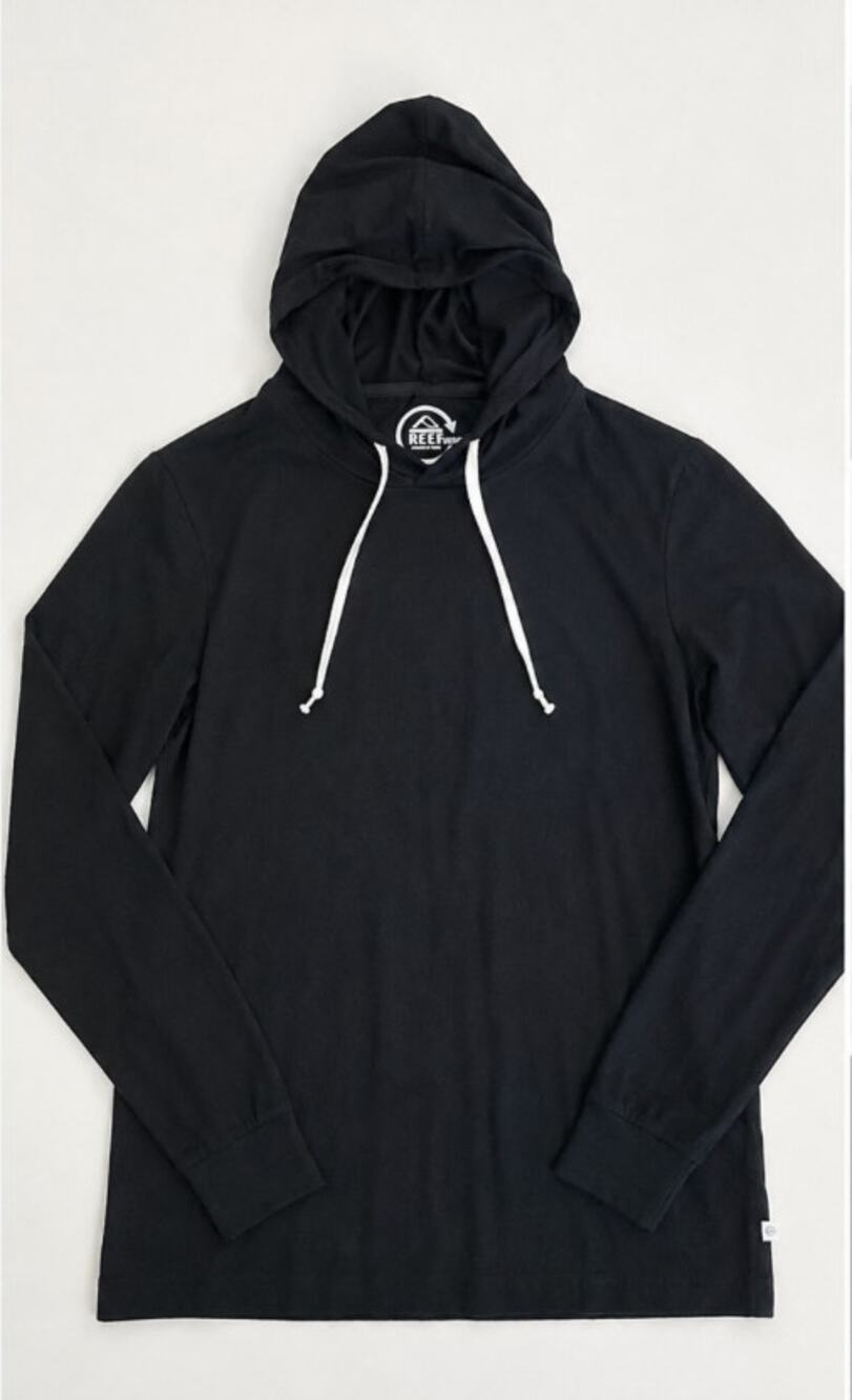 REEFurbished Black Pullover Hoodie Men's/Large Lightweight Hooded Long Sleeve